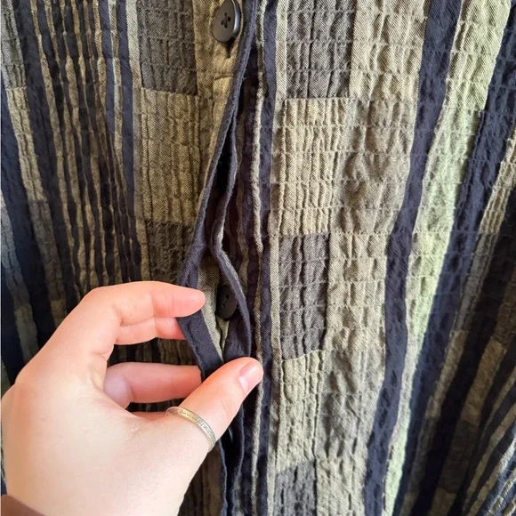 Habitat Plaid 99% Cotton Button-Down Retro Grandpacore Print (L) Boxy Lagenlook - Picture 10 of 17